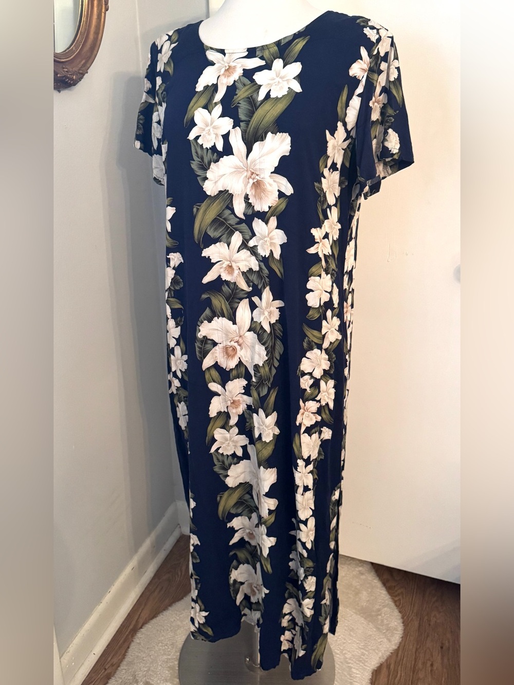 VINTAGE HAWAIIAN RESERVE COLLECTION maxi dress Navy XL - Picture 6 of 10